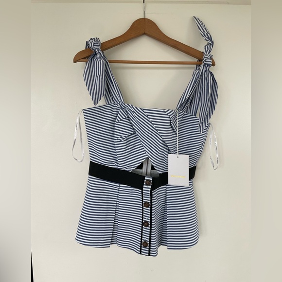 New with tags Self Portrait Shirting Tie Detail Top, size 8 - Picture 2 of 9